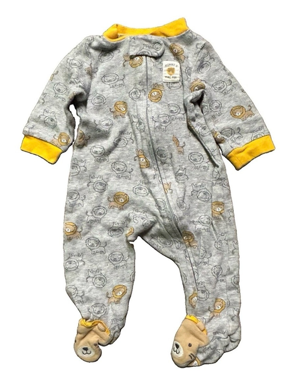 Baby Footie Pajamas Ribbed Lions Under Armour 2 Way Zipper Size 0-3 Months - Picture 7 of 7
